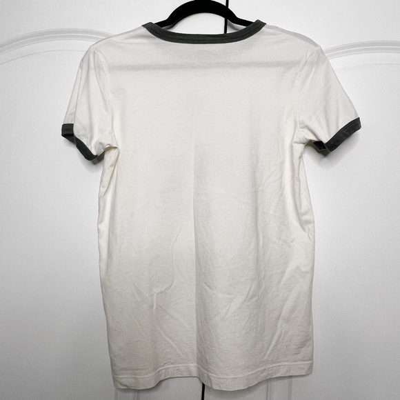 Roots Athletics Canada Ringer T-Shirt graphic Size Small White Cream - Picture 2 of 4